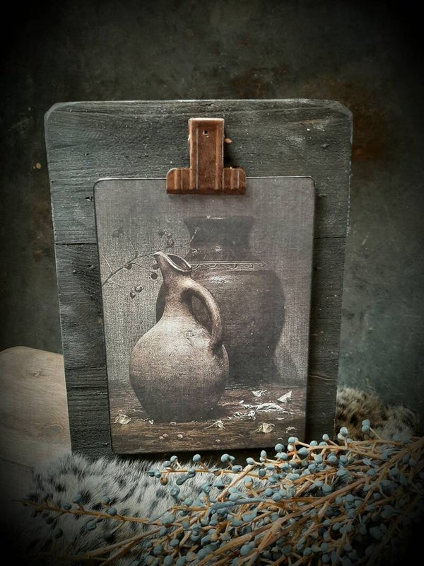 Nostalgisch foto of tekstbordje 917  (  4 stuks) pot en kruik sober