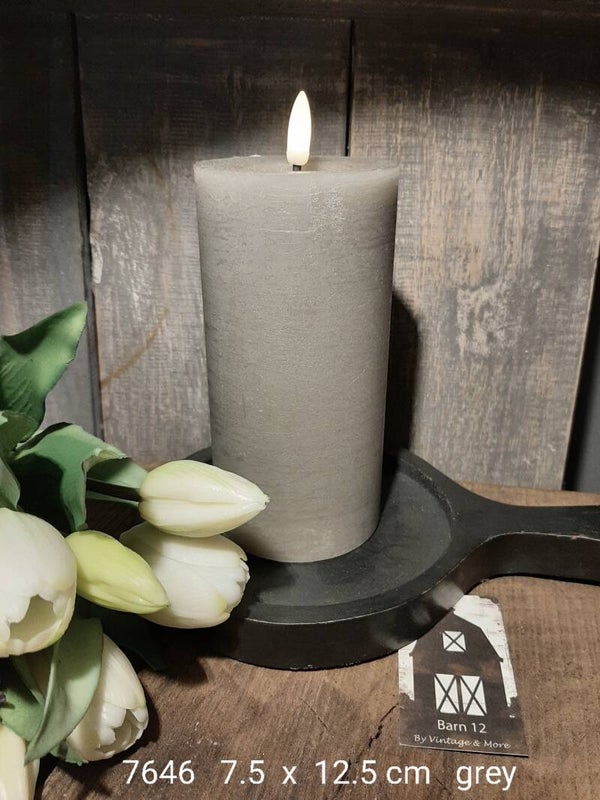 7646 ledkaars rustiek grey  7.5 x 12.5 cm  gaan per 12
