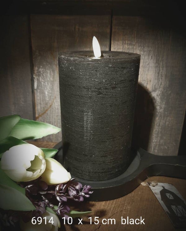 6914 ledkaars rustiek black  10 x 15 cm  gaan per 6