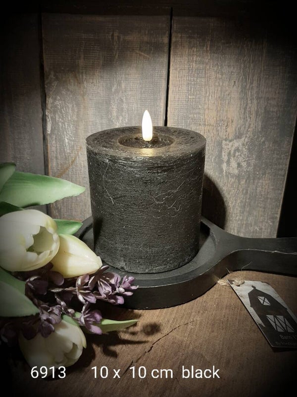 121630 ledkaars rustiek black  10 x 10 cm  gaan per 6