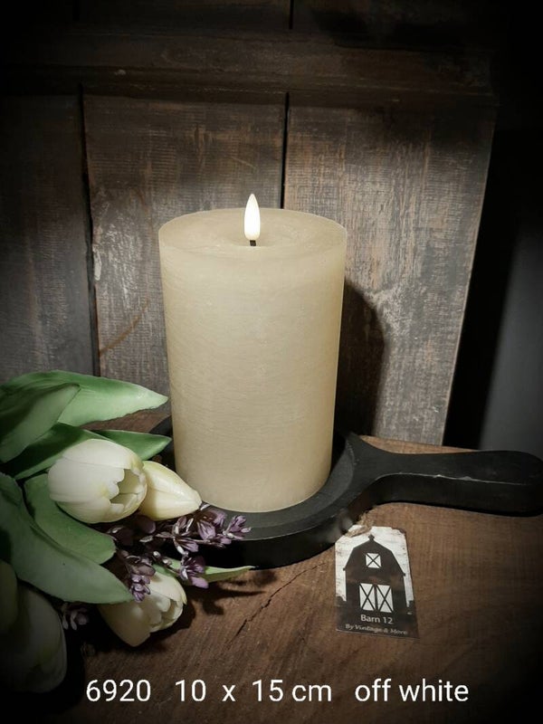 6920 ledkaars rustiek blackoffwhite  10 x 15 cm  gaan per 6