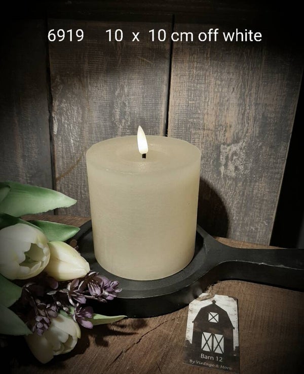 6919 ledkaars rustiek blackoffwhite  10 x 10 cm  gaan per 6