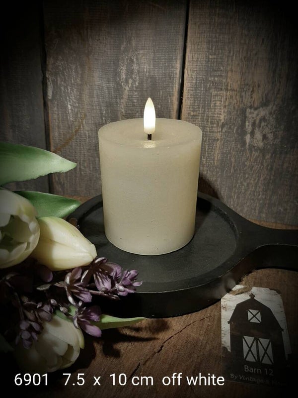 6901 ledkaars rustiek offwhite 7.5 x 10 cm  gaan per 12