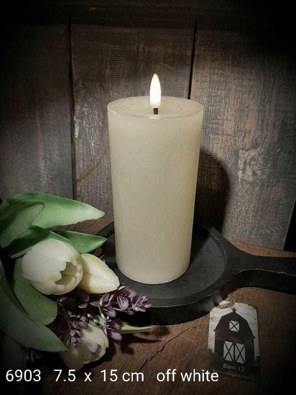 6903 ledkaars rustiek offwhite 7.5 x 15 cm  gaan per 12