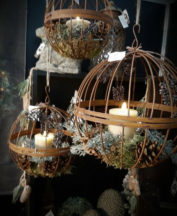 121702a  set van 3 decoballen in rusty mosbal