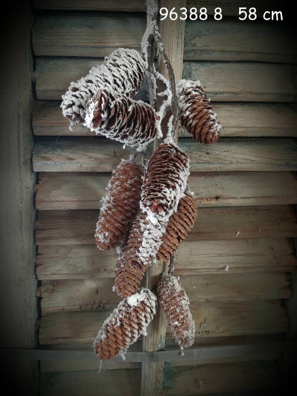96388 8 pinecones on twig 50 cm