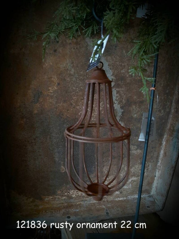 121836 hanging ornament rusty 21 cm hoog