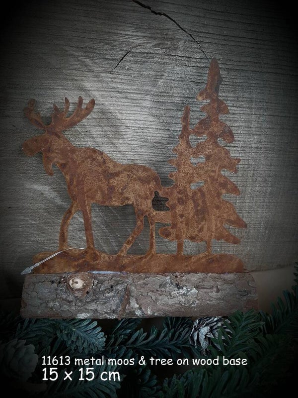 11613 moose on base rusty 15 x 15 cm
