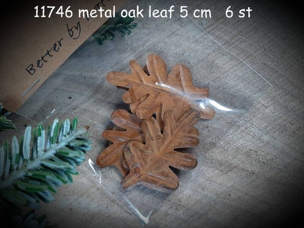 11746 metal oak leaf 5 cm   6 stuks