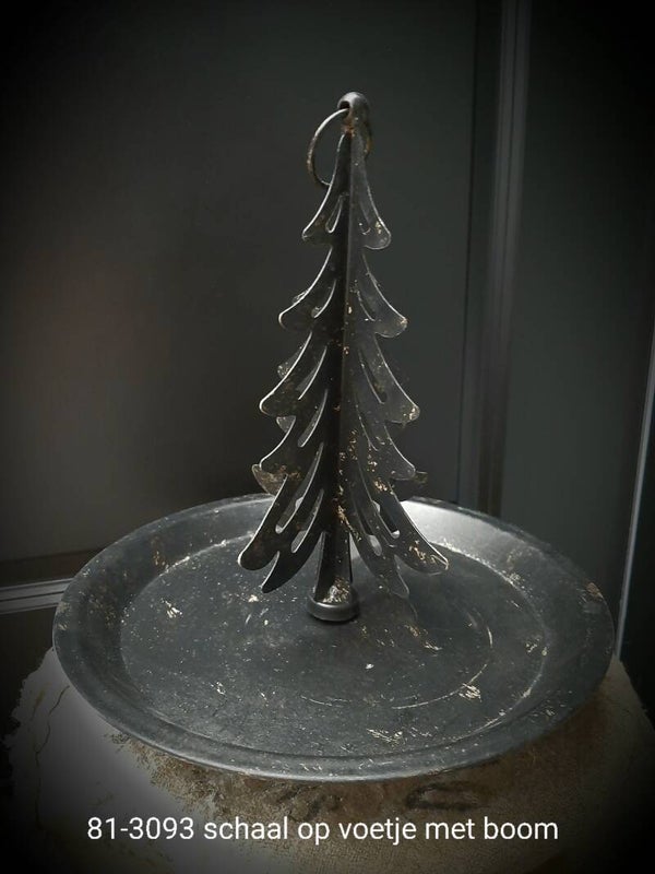 81-3093 plateau op voet met kerstboom 25 cm