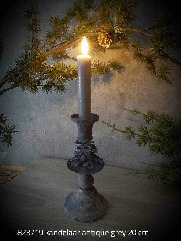 823719 kandelaar antique grey 20 cm