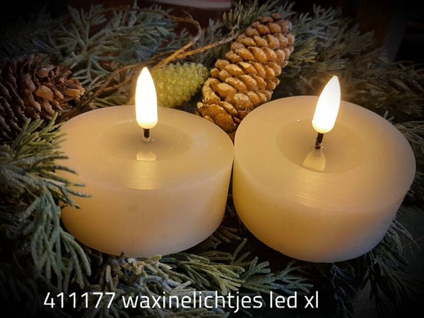 411177 set waxinelichtjes melting xl op led ivoor