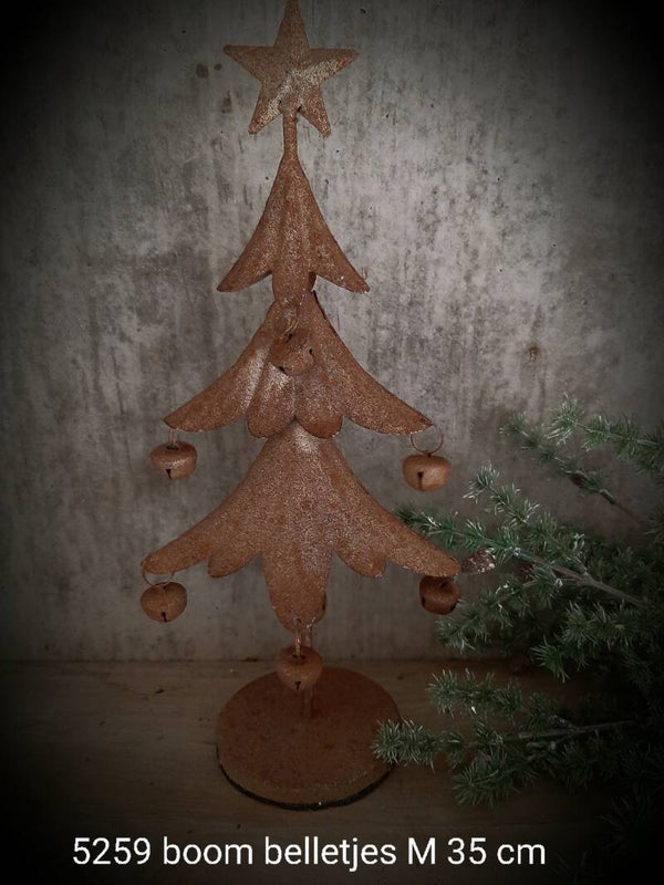 5259 rusty boom met belletjes M  35 cm