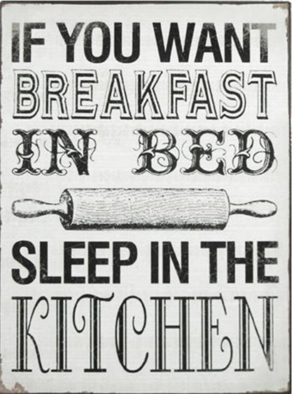 Nostalgisch foto en tekstbordje no.275 (4stuks)if you want breakfast