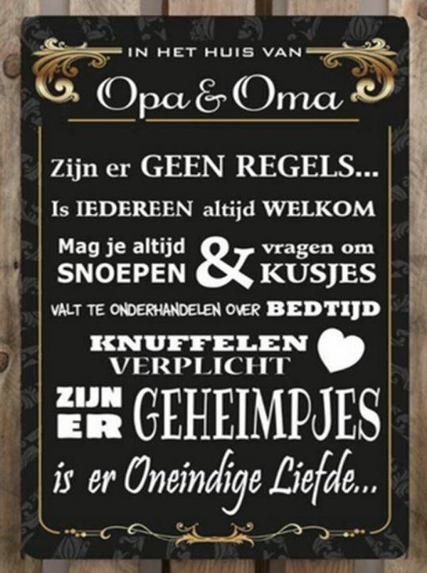 Nostalgisch foto en tekstbordje no.289 (4 stuks)opa en oma gouden rand