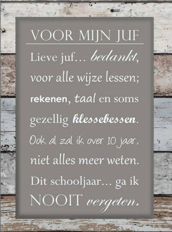 Nostalgisch foto en tekstbordje no. 311 (4 stuks) voor mijn juf