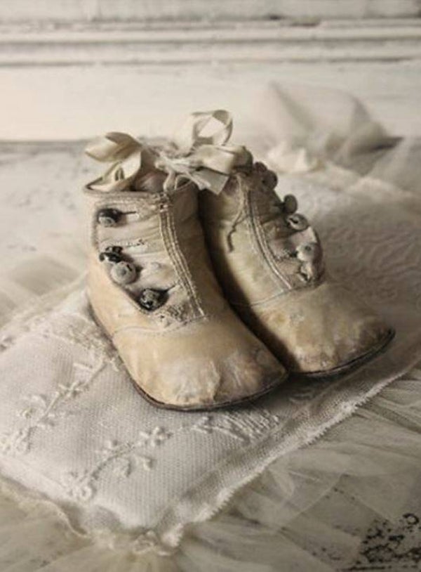 Nostalgisch foto en tekstbordje no. 327 (4 stuks) schoentjes