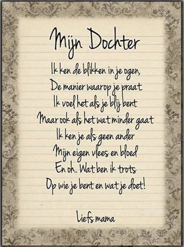 Nostalgisch foto en tekstbordje no. 389 (4 stuks) mijn dochter kader naturel