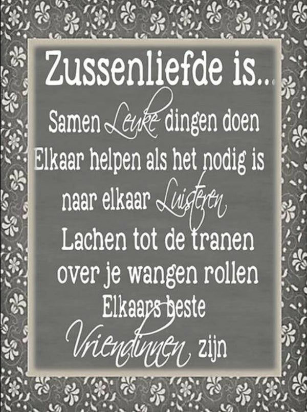 Nostalgisch foto en tekstbordje no. 394 (4 stuks) zussenliefde tekst