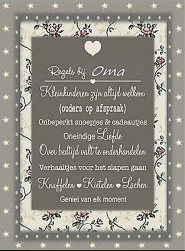 Nostalgisch foto en tekstbordje no. 450 (4 stuks) regels bij oma