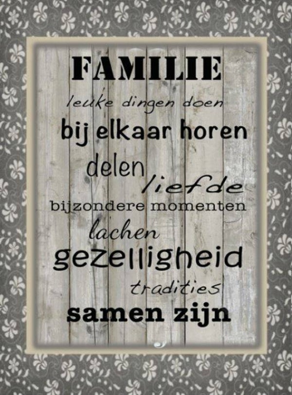 Nostalgisch foto en tekstbordje no. 453 (4 stuks)familie grijs kader