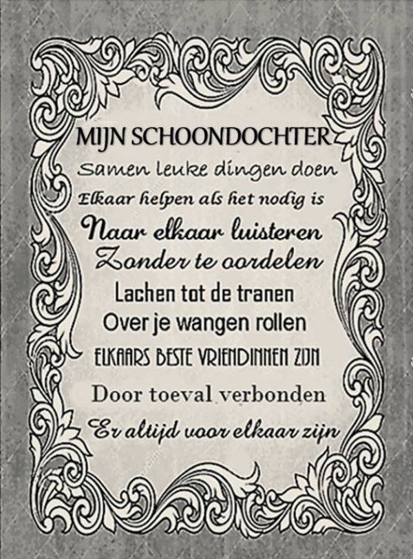 Nostalgisch foto en tekstbordje no. 522 (4 stuks) schoondochter kader grijs