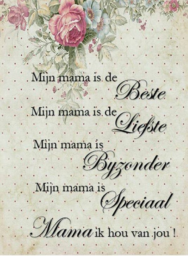 Nostalgisch foto en tekstbordje no. 636 (4 stuks)mama roosjes gedicht