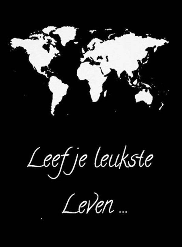 Nostalgisch foto en tekstbordje no. 652 (4 stuks) leef je leukste leven zwart