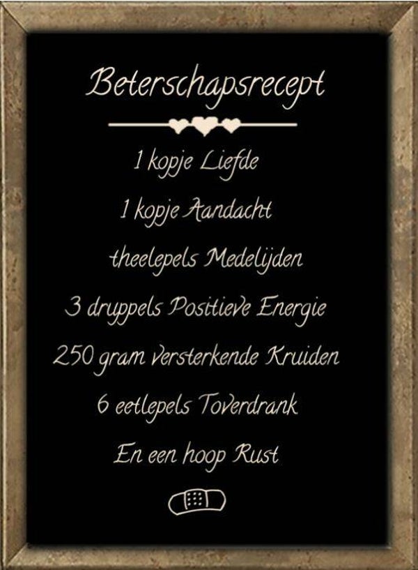 Nostalgisch foto en tekstbordje no. 679 (4 stuks) recept beterschap