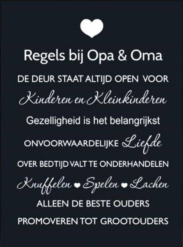 Nostalgisch foto en tekstbordje no.71 (4 stuks) regels bij opa en oma zwart