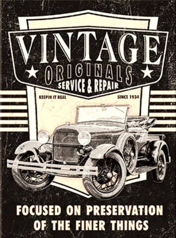 Nostalgisch foto en tekstbordje no. 718 (4 stuks) vintage met auto