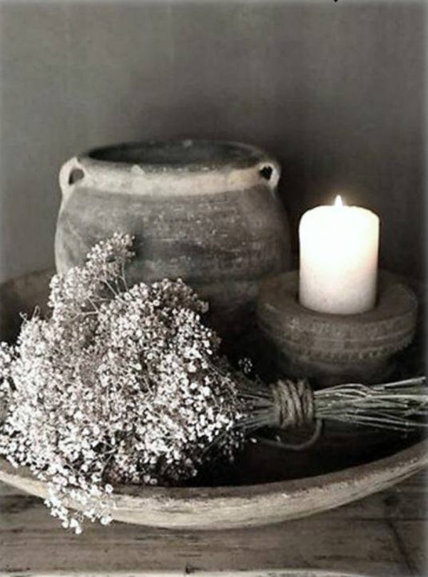 Nostalgisch foto en tekstbordje no. 739 (4 stuks)pot gips en kaars