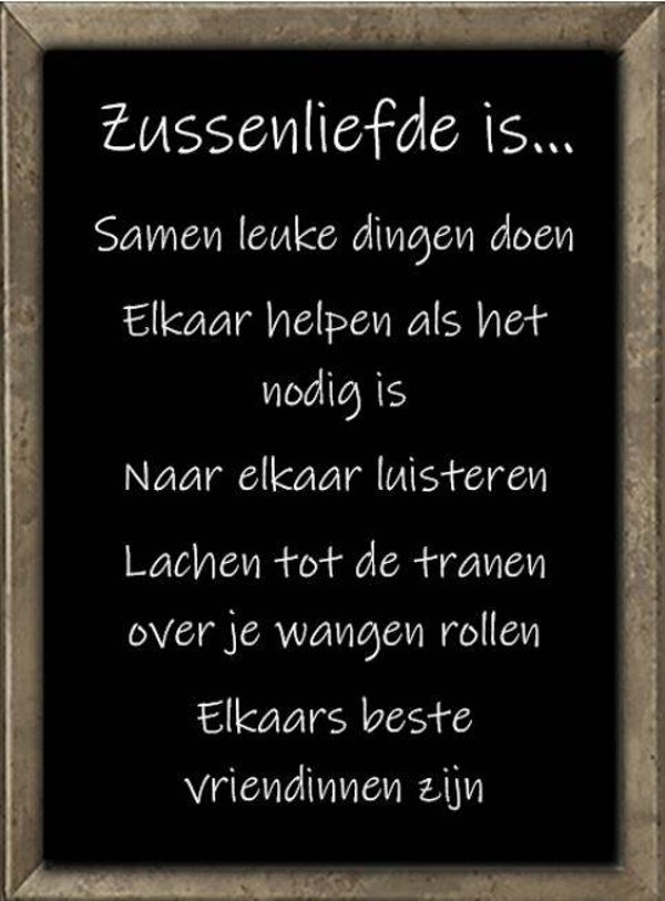 Nostalgisch foto en tekstbordje no. 771 (4 stuks) zussenliefde bruin kader