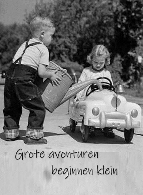 Nostalgisch foto en tekstbordje no. 778 (4 stuks) grote avonturen kinderen auto