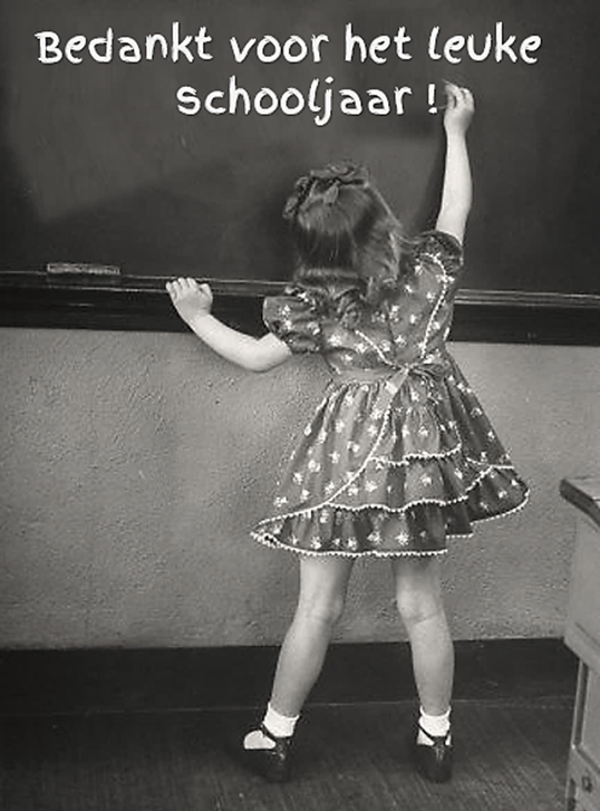 Nostalgisch foto en tekstbordje no. 822   ( 4 stuks)schooljaar meisje