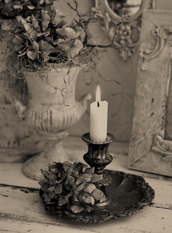 Nostalgisch foto en tekstbordje no. 846   ( 4 stuks) blaker met kaars