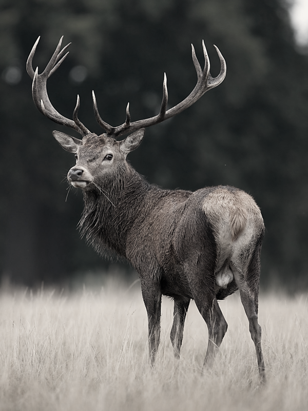Nostalgisch foto en tekstbordje no. 868   ( 4 stuks) hert kijkt achterom