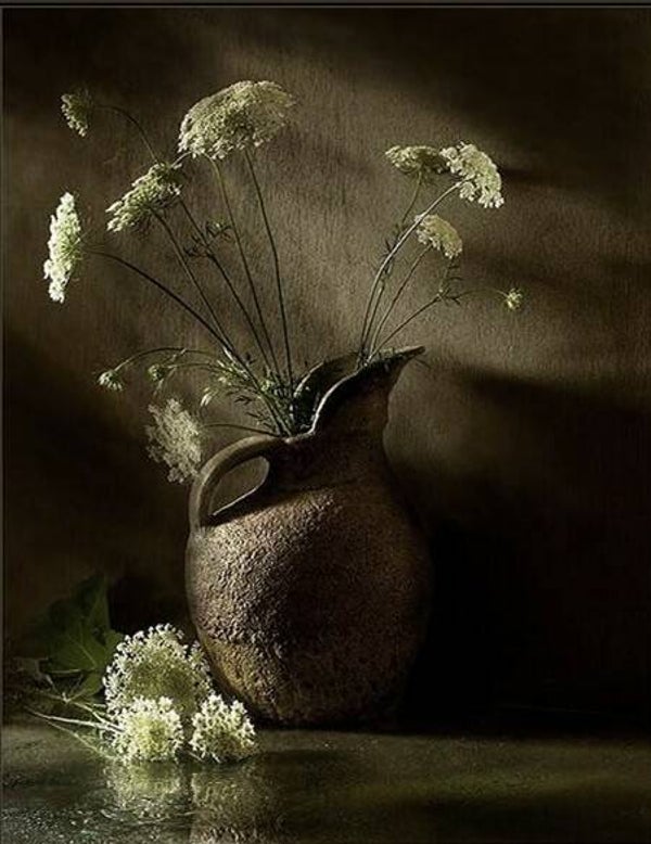 Nostalgisch foto en tekstbordje no. 875   ( 4 stuks) kan met witte schermbloemen