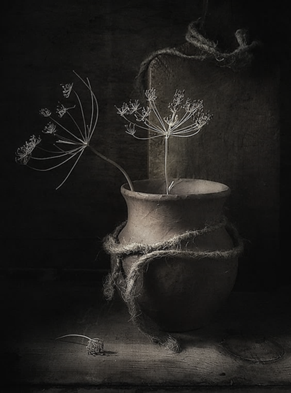 Nostalgisch foto en tekstbordje no. 876   ( 4 stuks) pot met touw