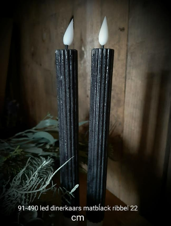 91-490 led kaars ribbel black mat gaan per 6 sets