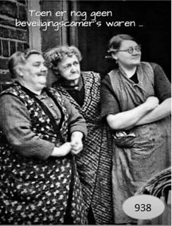 938 nostalgisch foto en tekstbordje   dames beveiligingscamera