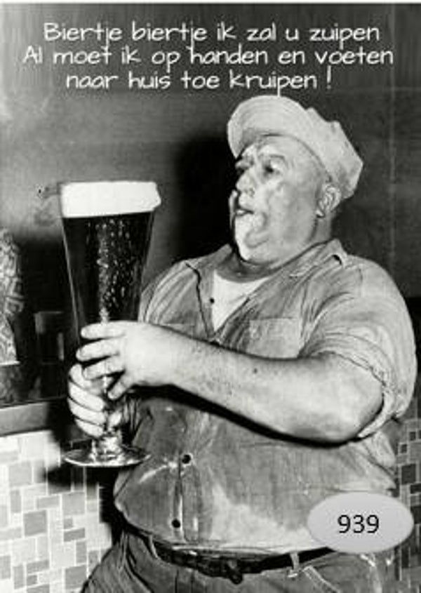 939  nostalgisch foto en tekstbordje biertje biertje