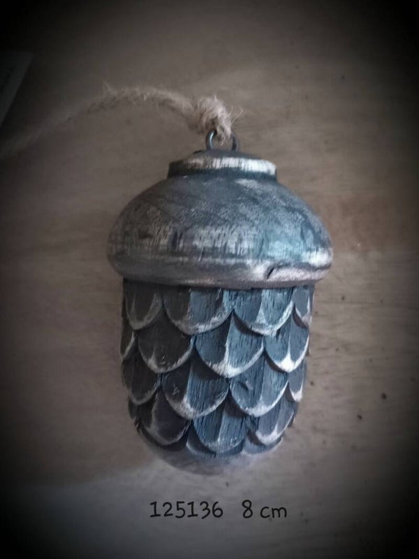 125136 houten toefhanger vintage grey 8 cm
