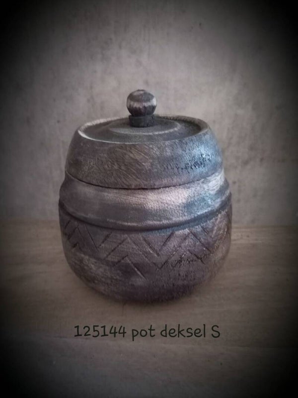 125144 houten potje met deksel S