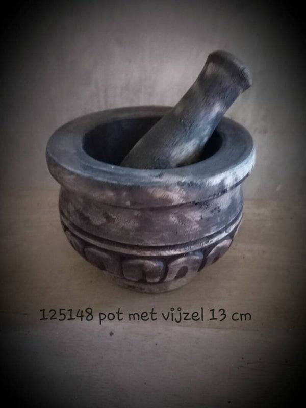 125148 houten potje met vijzel