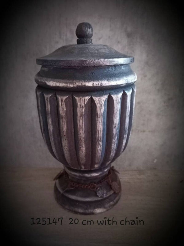 125147 houten pot L 20 cm  vintage grey