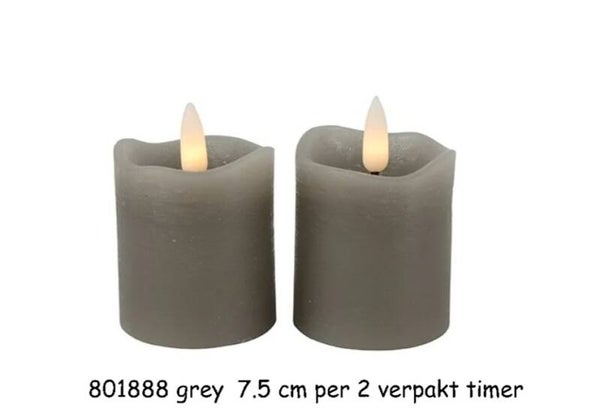 1888 stompkaarsje led 7,5 cm grey  gaan per 3 pakjes