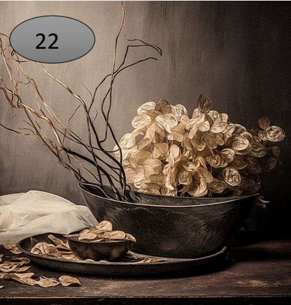 Viltje no.22    schaal met gedroogde hortensia