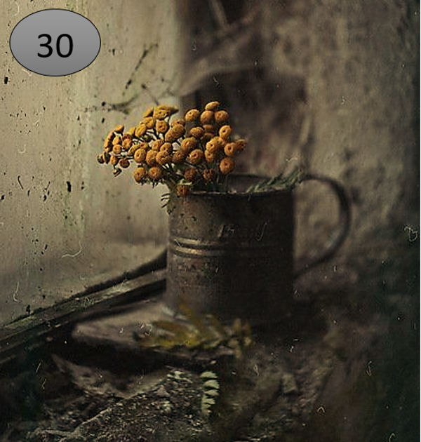 Viltje no.30  zinken blikje met gele besjes