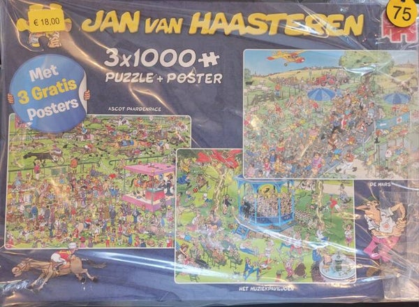 ( 75 doos)  Ascot paardenrace/ Muziekpaviljoen/ De Mars 3x1000 stukjes